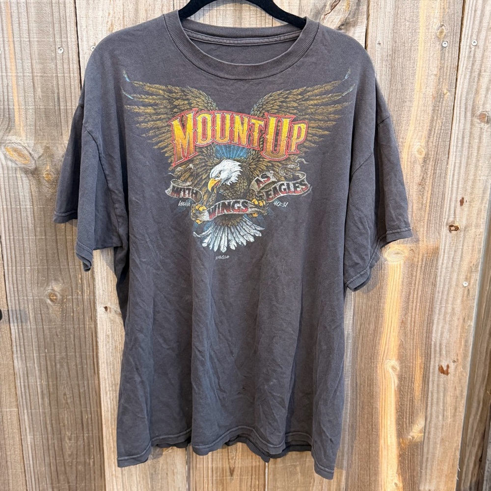 Vintage Graphic T Shirt L Biker Eagle USA Black Tee